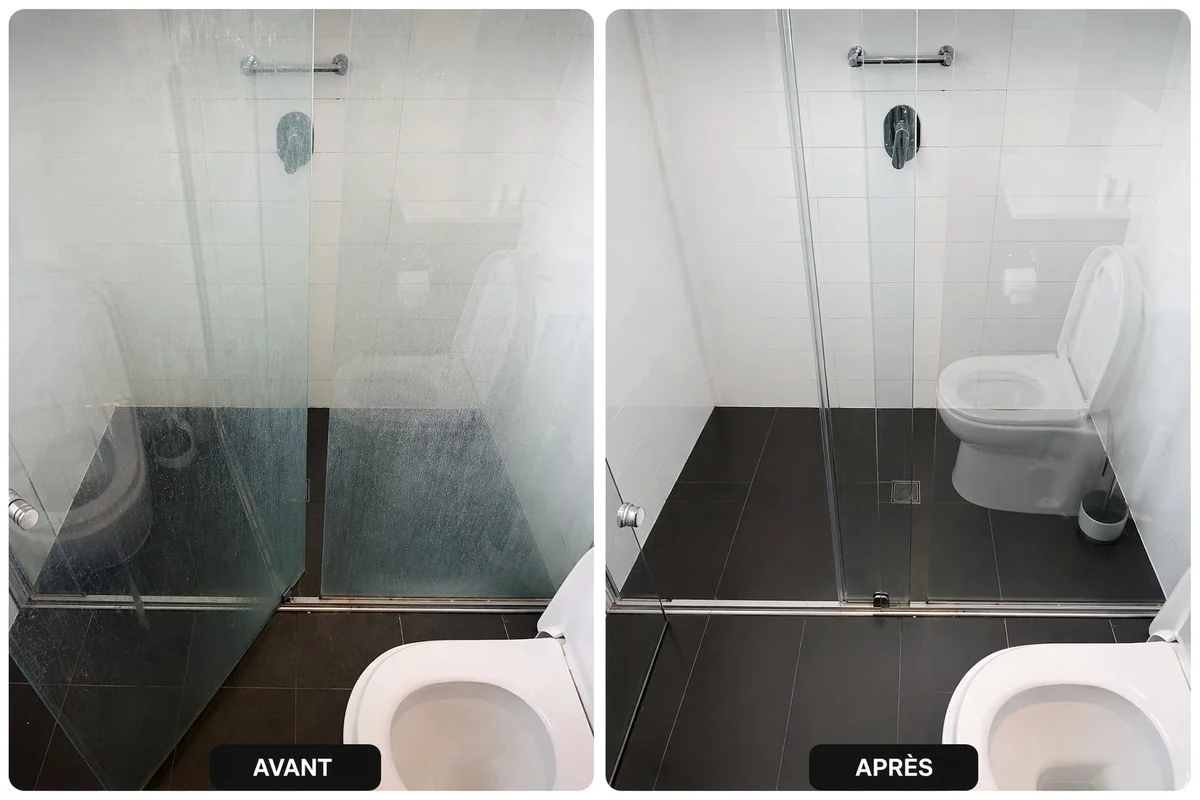 Nettoyage vitre douche calcaire Montpellier — BrightNest Services
